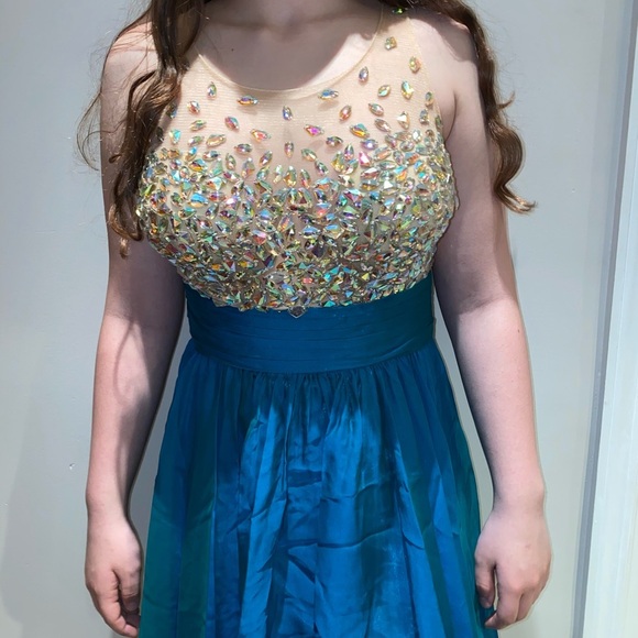 Jovani 21205 Dress in Peacock - Picture 3 of 5